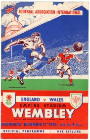 1952 England vs Wales football programme