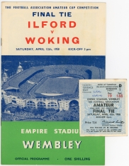 1958 F.A Amateur Cup Final Ilford vs Woking football programme and ticket