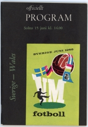 1958 World Cup Sweden vs Wales football programme