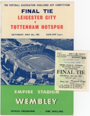 1961 F.A Cup Final Leicester City vs Tottenham Hotspur Programme and Ticket
