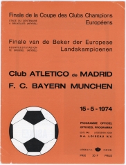 1974 European Cup Final Programme Athletico Madrid vs Bayern Munich football programme